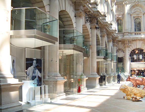 Exclusive Royal Exchange shopping area to illustrate the work of toughened glass suppliers Kite Glass Weybridge