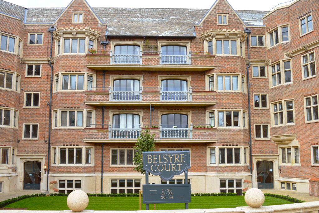 Image shows Belsyre Court as with multiple windows as an illustration of the work of security glass manufacturers Kite Glass Weybridge